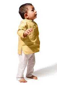 Mango Mustard Cotton  Kurta Pyjama Set image 2