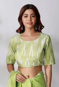Lime Green Ikkat Blouse image 1
