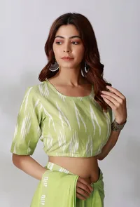 Lime Green Ikkat Blouse image 2
