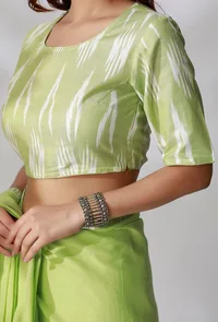 Lime Green Ikkat Blouse image 4