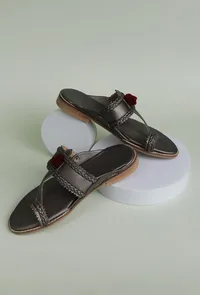 Silver Cruelty-Free Leather Sandals image 1