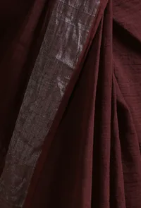 Brown Color Cotton Linen Saree With Unstitched Blouse image 6