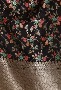 Black Color Semi Silk Dupatta With Zari Weaving image 5