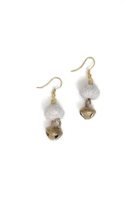 White Bead & Ghungroo Tribal Earrings image 2