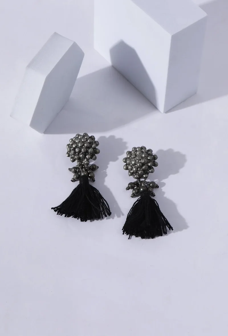 Jiya German Silver Banjaran Earrings