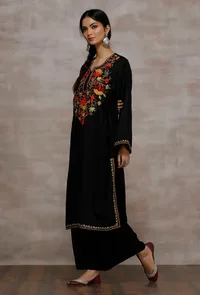 Zoon Black Contrast Wool Pure Woollen Phiran image 2