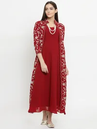 Maroon Cape With Parsi Embroidery image 2