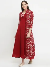 Maroon Cape With Parsi Embroidery image 3