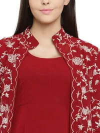 Maroon Cape With Parsi Embroidery image 5