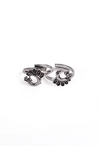 Peacock Shape German Silver Adjustable Toe Ring image 2