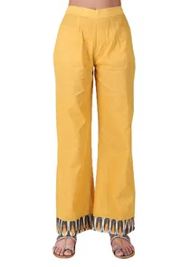 Sunflower Yellow Handloom Cotton Ikat Palazzo image 1