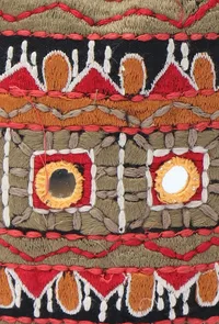 Pebble Black Cotton Mirror Tassels Potli image 5