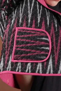 Holly Black & Fuschia Ikat Reversible Short Bomber Jacket image 6