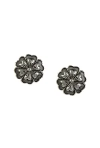Antique Floral Embossed Stud Earrings image 2