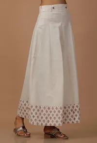 White Pure Hand Block Printed Cotton Culottes image 2