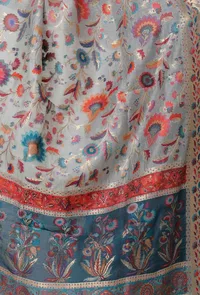 Set of 3: Teal Blue Slip Kurta with Palazzo and Kani Dupatta image 5