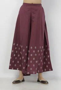 Iya Purple Floral Hand-Block Printed Cotton Palazzo image 1