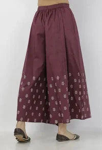 Iya Purple Floral Hand-Block Printed Cotton Palazzo image 3