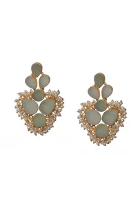 Fern Green Gold Stone Pearl Earrings image 2