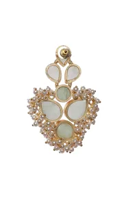 Fern Green Gold Stone Pearl Earrings image 3