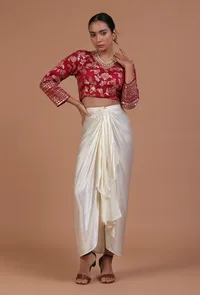 Maroon Color Raw Silk Embroidered Blouse image 2