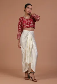 Maroon Color Raw Silk Embroidered Blouse image 3