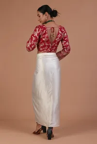 Maroon Color Raw Silk Embroidered Blouse image 5