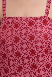 Carmine Red Brasso Organza Slip Straight Kurta image 4