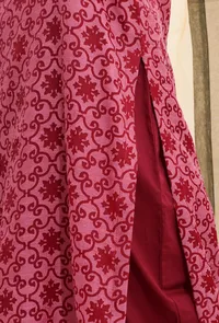 Carmine Red Brasso Organza Slip Straight Kurta image 5