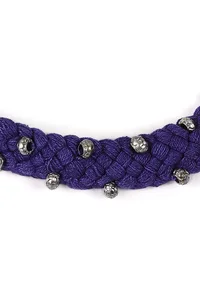 Violet Thread & German Silver Tribal Choker With Beads image 3