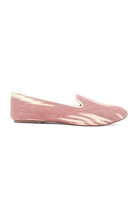 Salmon Pink & Tawny Brown Ikat Flat Cruelty Free Leather Ballerina image 5