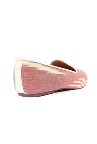 Salmon Pink & Tawny Brown Ikat Flat Cruelty Free Leather Ballerina image 6