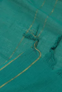 Set of 3: Teal Ikat Cotton Suit with Bottoms and Dupatta image 3