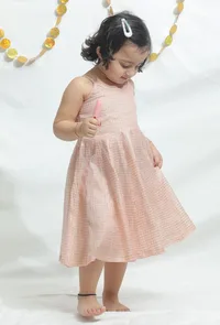 Peach Pink Chanderi Dress image 2