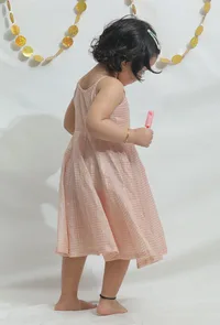 Peach Pink Chanderi Dress image 3