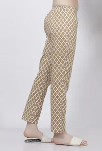 Muse Brown Quatrefoil Hand-Block Printed Cotton Pants image 2