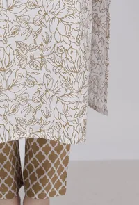 Muse Brown Quatrefoil Hand-Block Printed Cotton Pants image 5