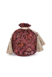 Gulika Maroon & Multi Silk Patola Print Potli With Tassels image 3