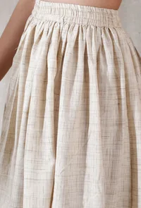 Ivory tan gathered and flared khadi calf length skirt image 5