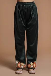 Set Of 3 Mineral Green Aari Embroidered Kashmiri Phiran-Free Size image 4