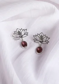 Lotus Light Pink Brass Earrings image 1