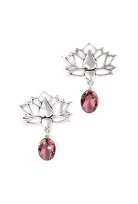 Lotus Light Pink Brass Earrings image 2