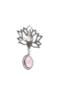 Lotus Light Pink Brass Earrings image 4