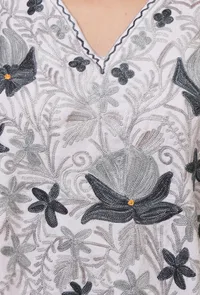 Purple Magenta Cotton Crush Ari Embroidered Kaftan- Free Size image 5