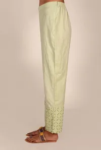 Pistachio Green Cotton Applique Palazzos image 2