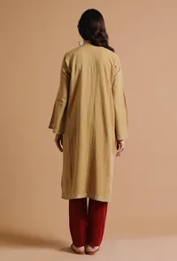 Camel Kashmiri Sozni Embroidery Phiran-Free Size image 4