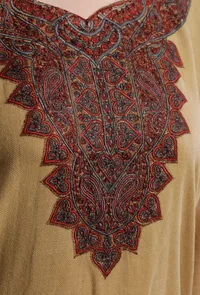Camel Kashmiri Sozni Embroidery Phiran-Free Size image 5