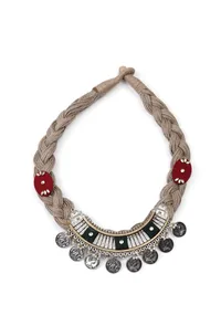 German Silver Jute Red And Green Necklace image 2