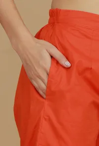 Solid Orange Cotton Pants image 5