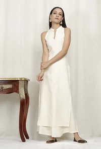 Off White Rayon Kurta image 1